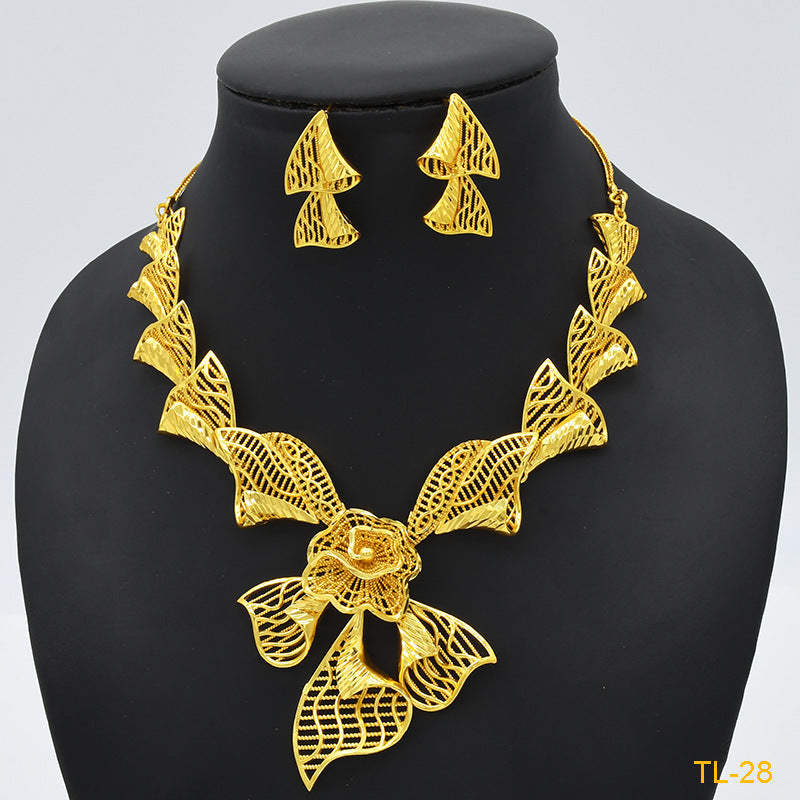 Gold Flower Jewelry Set
