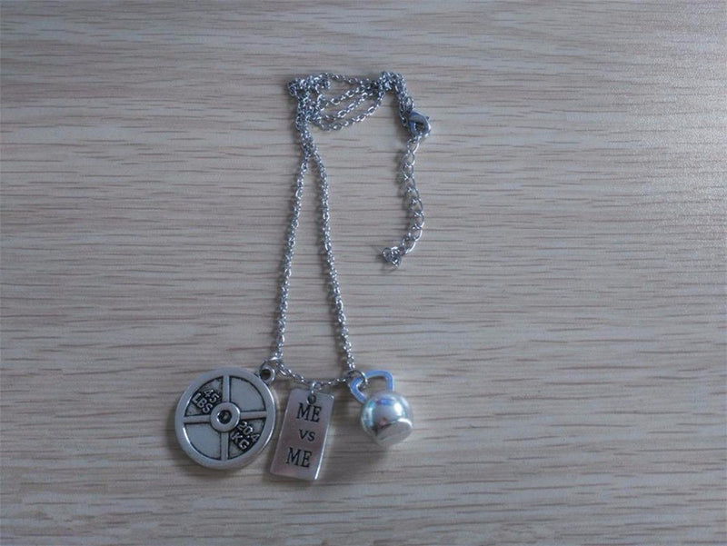 Dumbbell barbell couple couple pendant necklace