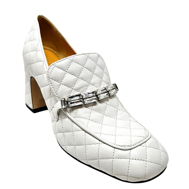 White Leather Quilted Loafer