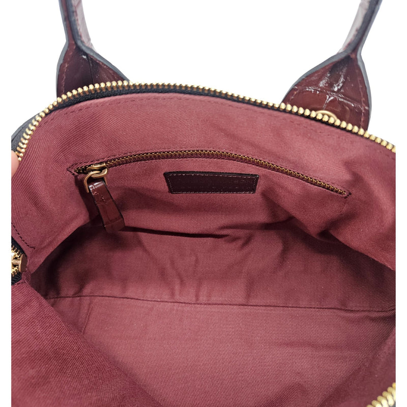 Niky Mid Brown Moc Croc Leather Mini tote Bag