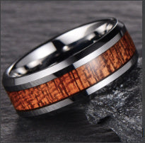Asgard Crafted Handcrafted Stainless Steel Celtic Tree Of Life And Wood Inset Wedding Ring
