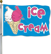 Ice Cream Business Concession Stand Sign Flag 3X5 Ft Food Tent Snack Sign Banner for Outdoor Cafe Bar Decor