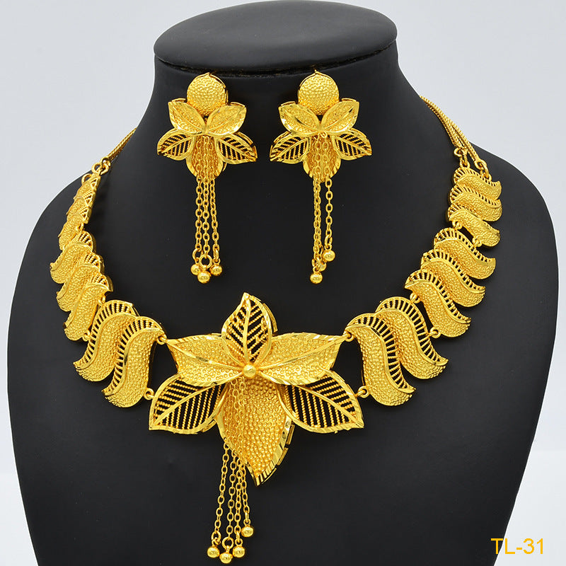 Gold Flower Jewelry Set