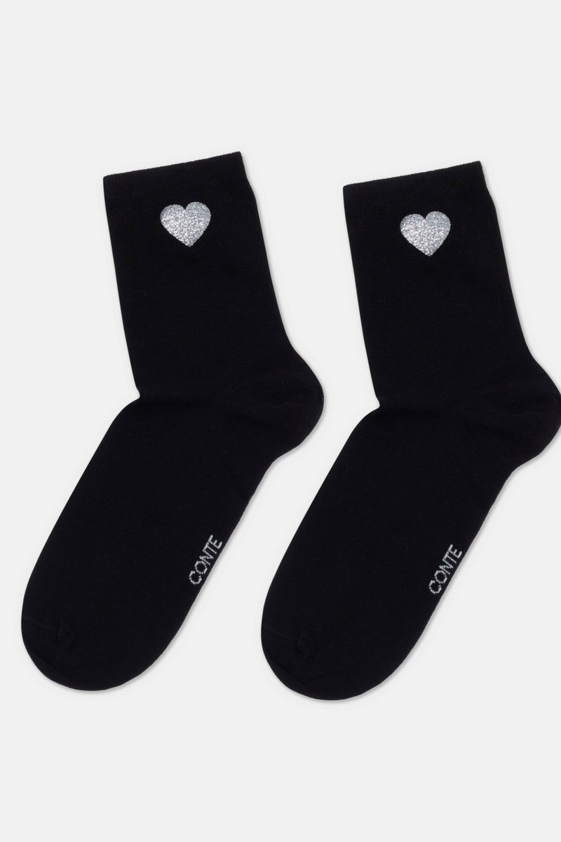 Cotton Socks Conte Classic 427 - Shimmering Heart Pattern