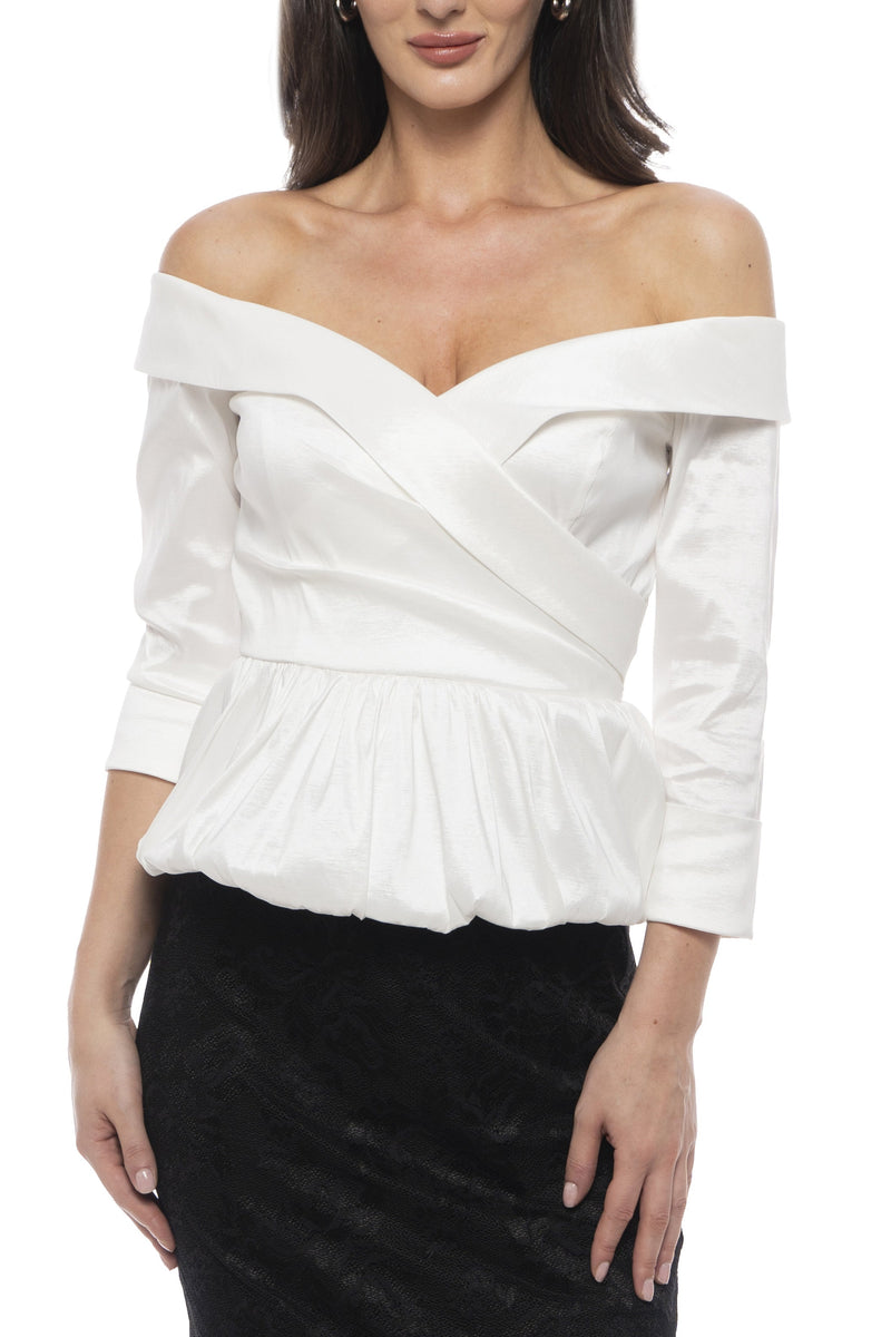 Marina Off-The-Shoulder Three Quarter Sleeves with Ruffle Blouse