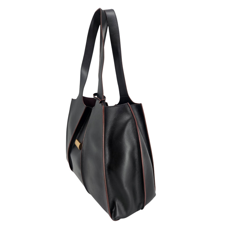 Eloise Black Leather Shoulder Bag