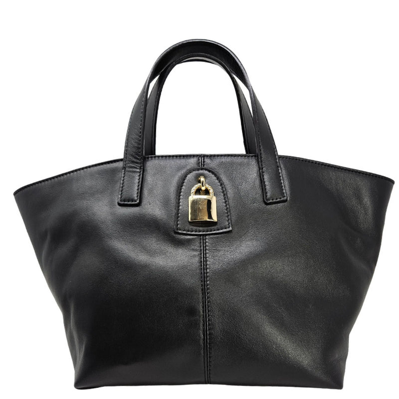 Madison Maison x Joan Hornig Black Leather Lock Tote Bag