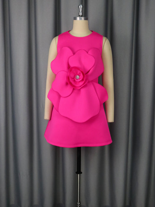 Lady Temperament Round Neck Sleeveless Dress