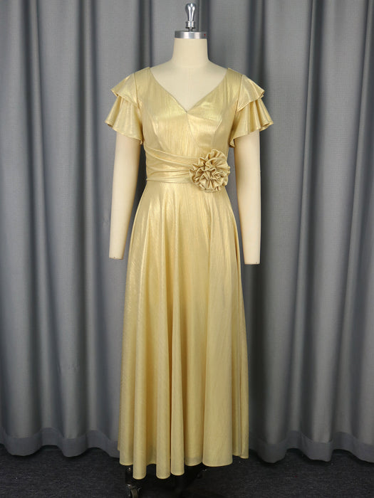 Sexy V-neck Ruffle Sleeve Party Dress