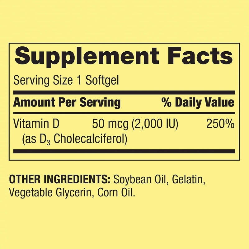 Vitamin D3 Supplement Softgels, 2000 IU, 400 Count + i Sticker Included.