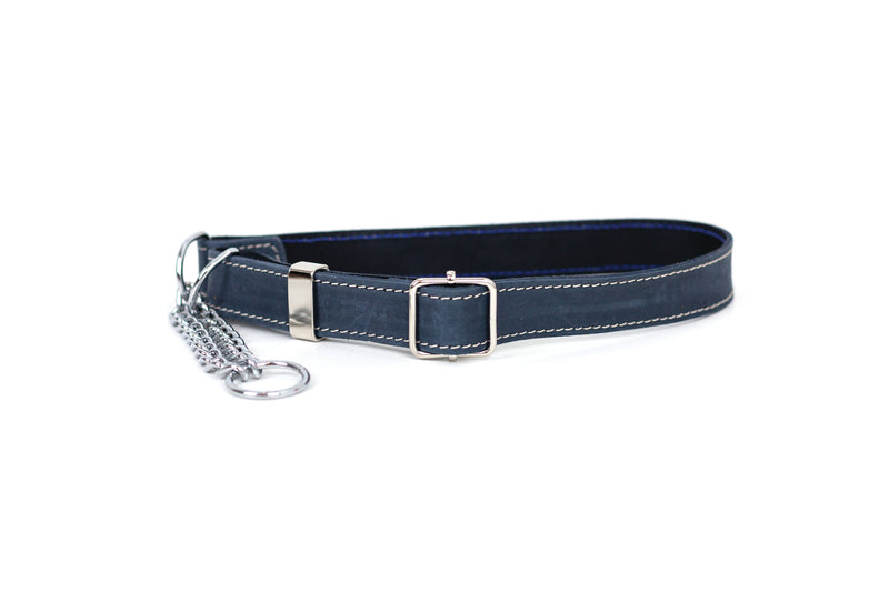 Martingale Blue Jeans Leather Dog Collar