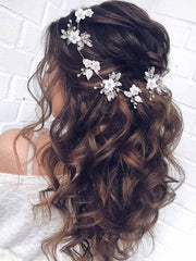 Bride Silver Wedding Hair Vine Flower Bridal Hair Piece Leaf Party Hair Accessories Crystal Hair Jewelry Rhinestone Headpieces for Women and Girls