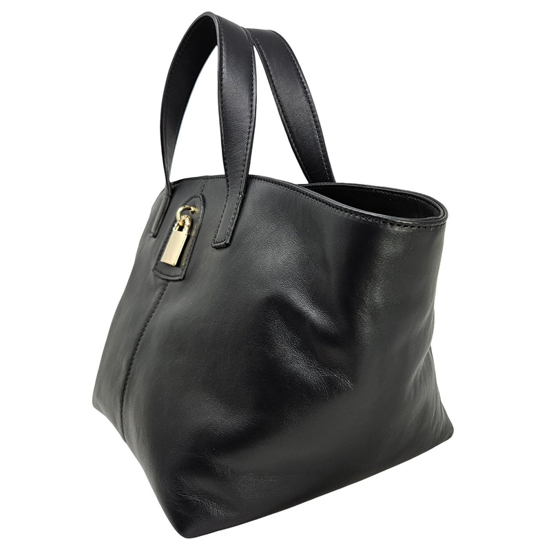 Madison Maison x Joan Hornig Black Leather Lock Tote Bag