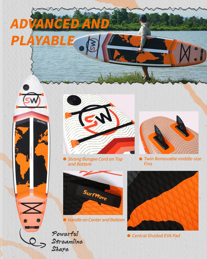 Pro Inflatable SUP Board,stand up paddle board 11ft All-Around inflatable stand up Paddle Board - Military-Grade for Surfing & Expedition, Includes Carbon Paddle & Pro Pump