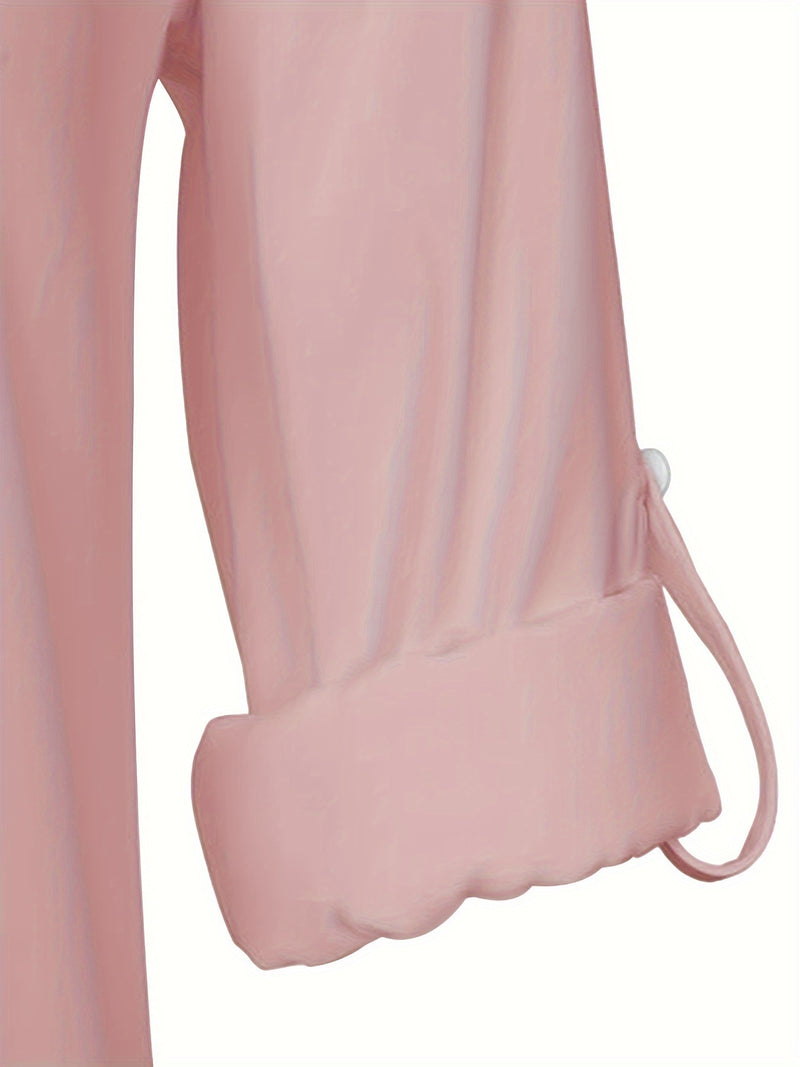 Women's Long Sleeved Simple And Versatile Casual Pearl Button Shirt