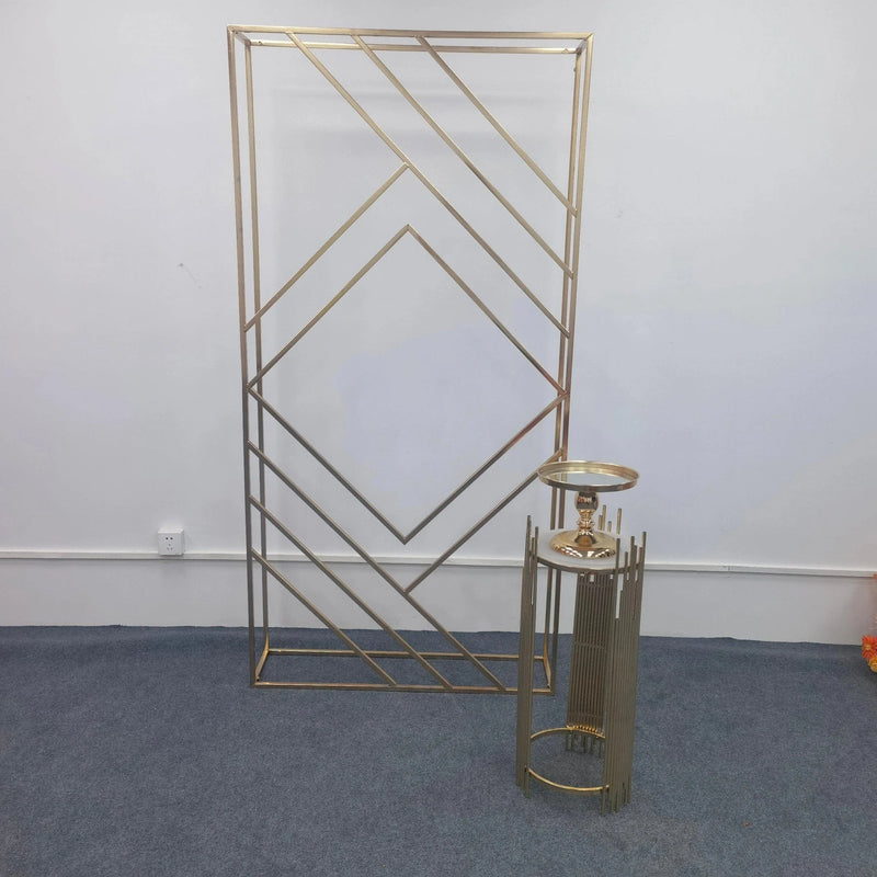 3D Shiny Gold Geometric Wedding Arch Backdrop