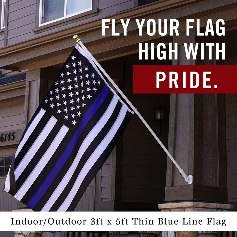 Thin Blue Line USA Flag - 3X5 Ft Heavy Duty Police Flag | Quadruple Stitched Fly End | Durable High-Performance 210D Nylon for High Winds | Brass Grommets