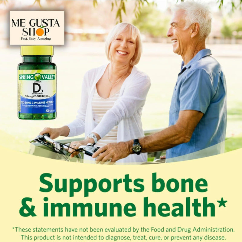 Vitamin D3 Supplement, 50 Mcg 2,000 IU, 200 Count Includes Pill Organizer