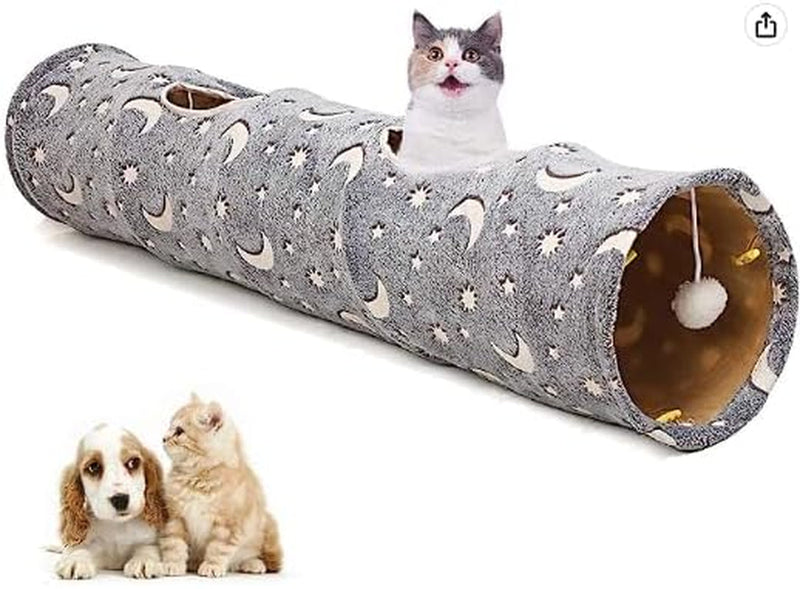 Cat Tunnel Tube with Plush Ball Toys Collapsible