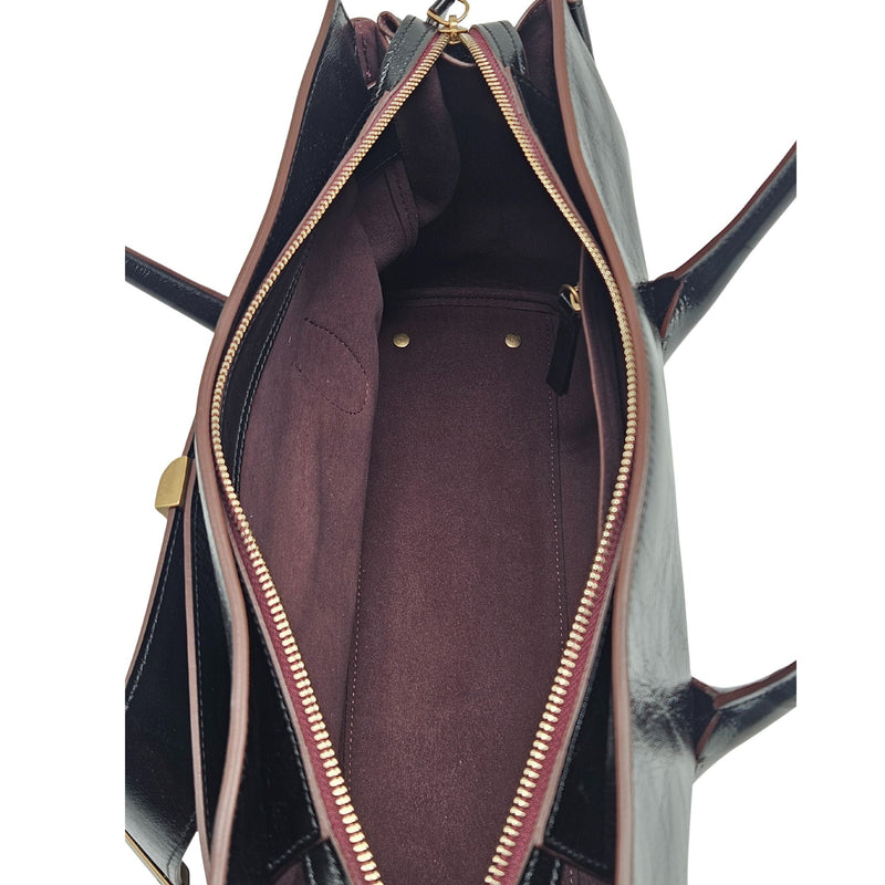 Emeralda Black Leather Shoulder Bag