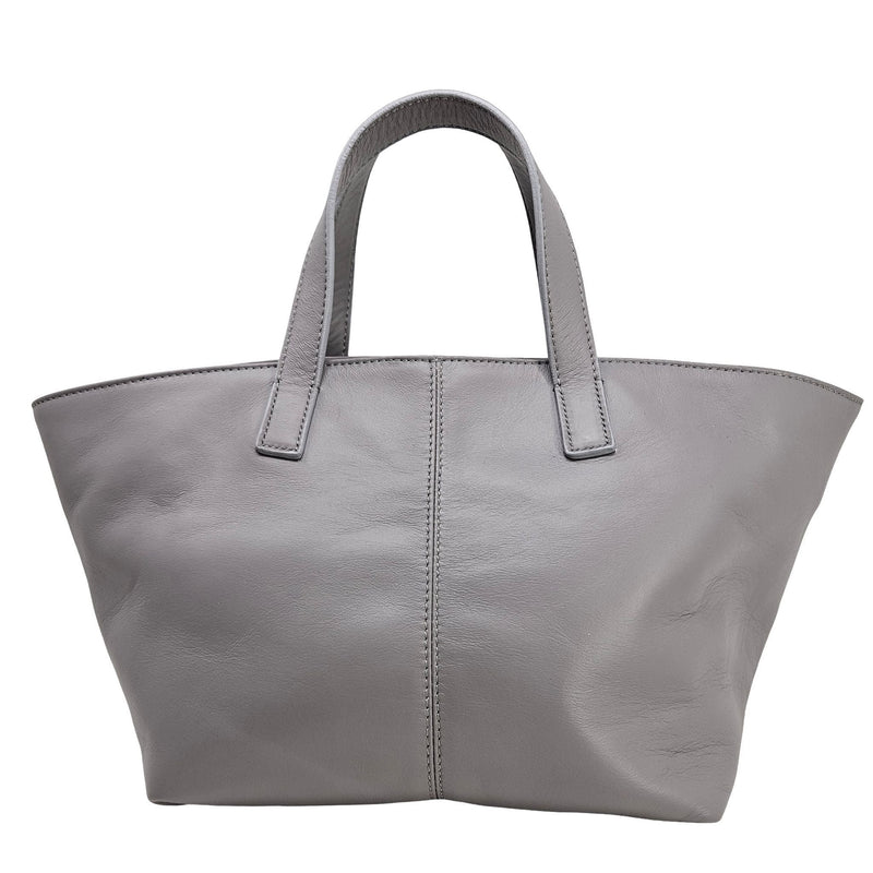 Madison Maison x Joan Hornig Light Grey Leather Lock Tote Bag