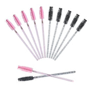 100PCS Eyelash Mascara Brushes, Disposable Lash Spoolies, Crystal Mascara Wands Makeup Kits for Eyelash Extensions and Eyebrow (Pink)