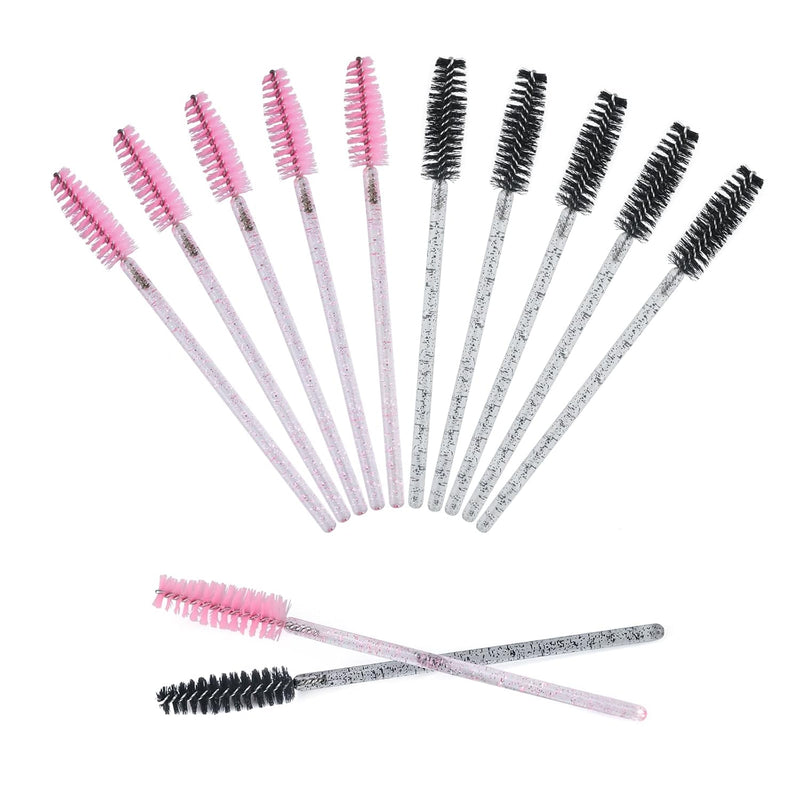 100PCS Eyelash Mascara Brushes, Disposable Lash Spoolies, Crystal Mascara Wands Makeup Kits for Eyelash Extensions and Eyebrow (Pink)