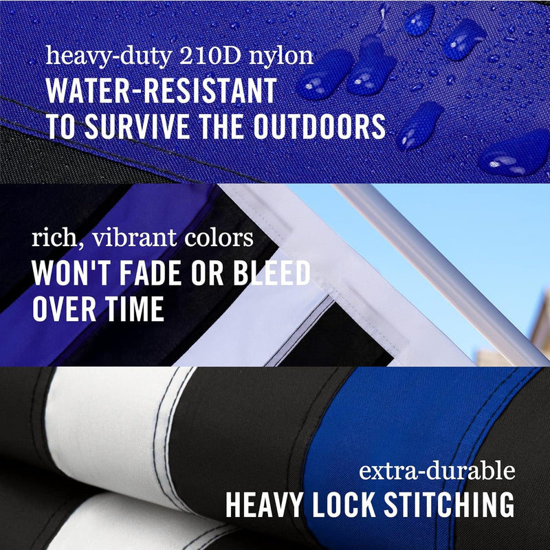 Thin Blue Line USA Flag - 3X5 Ft Heavy Duty Police Flag | Quadruple Stitched Fly End | Durable High-Performance 210D Nylon for High Winds | Brass Grommets