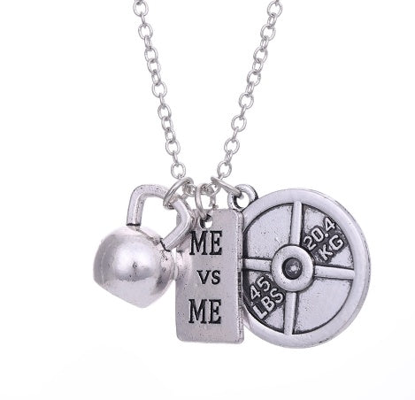 Dumbbell barbell couple couple pendant necklace
