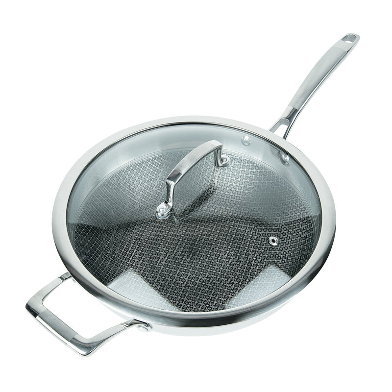 MASTERPAN Nonstick 3-Ply Chefs Wok & Glass Lid, 12" (30cm)