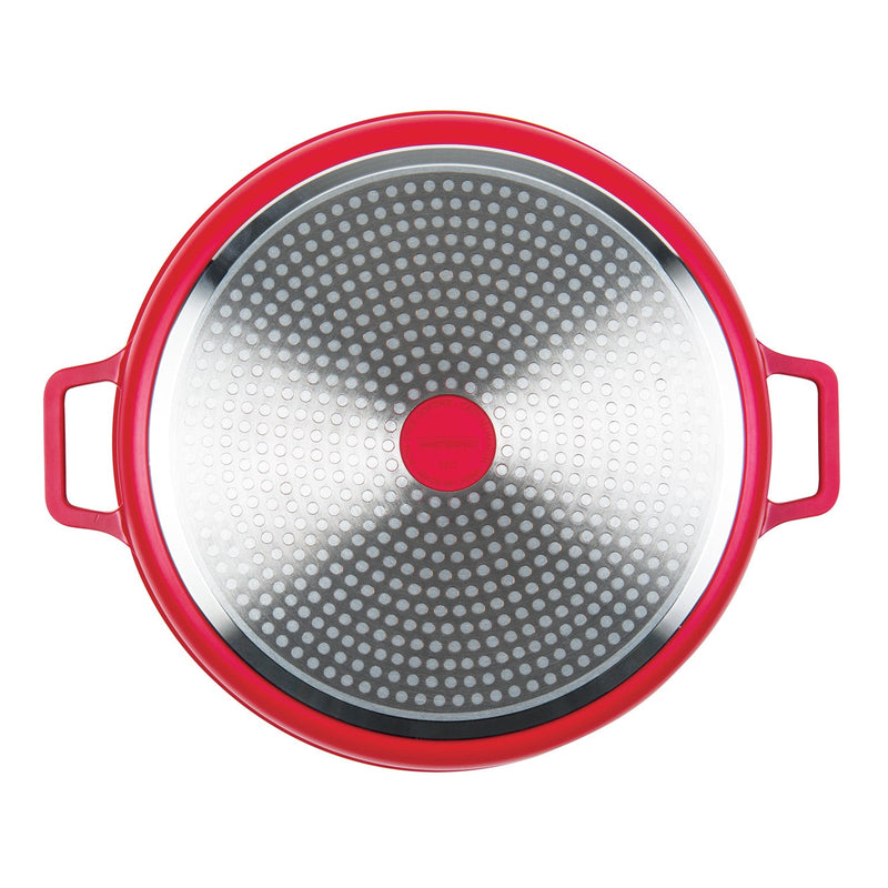 MASTERPAN Nonstick Stovetop Oven Grill Pan & Stainless Steel Lid, Red 12" (30cm)