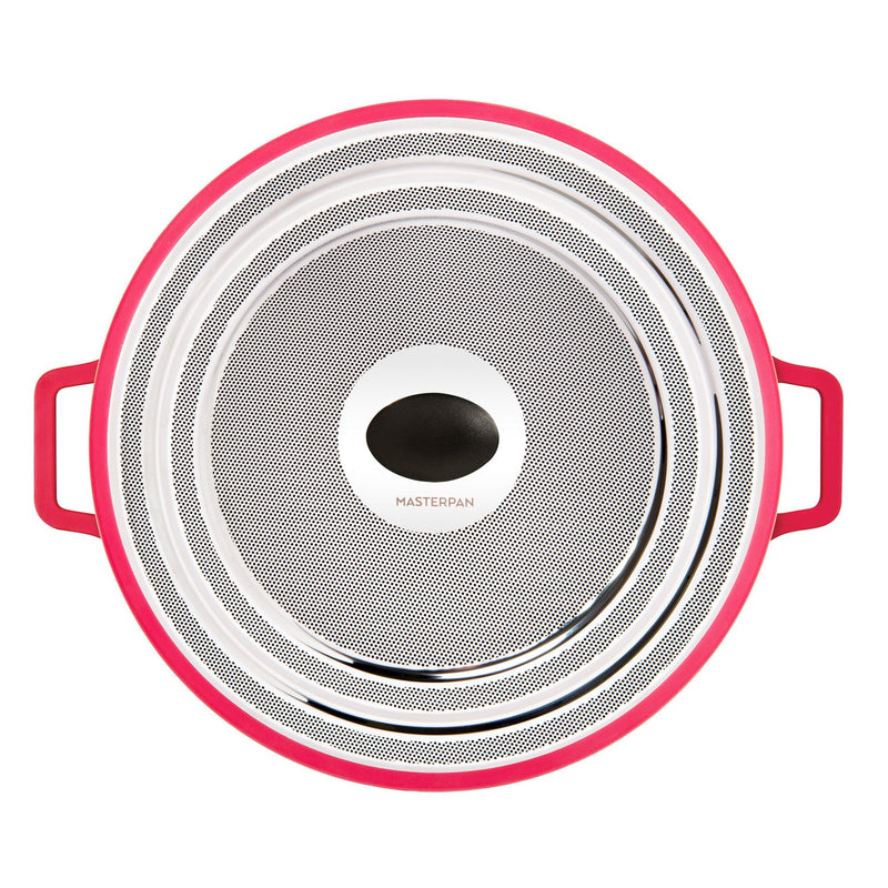MASTERPAN Nonstick Stovetop Oven Grill Pan & Stainless Steel Lid, Red 12" (30cm)