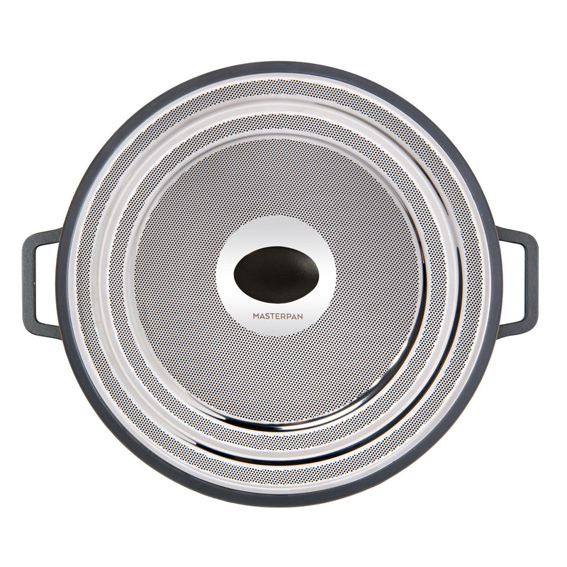 MASTERPAN Nonstick Stovetop Oven Grill Pan & Stainless Steel Lid, Black 12" (30cm)