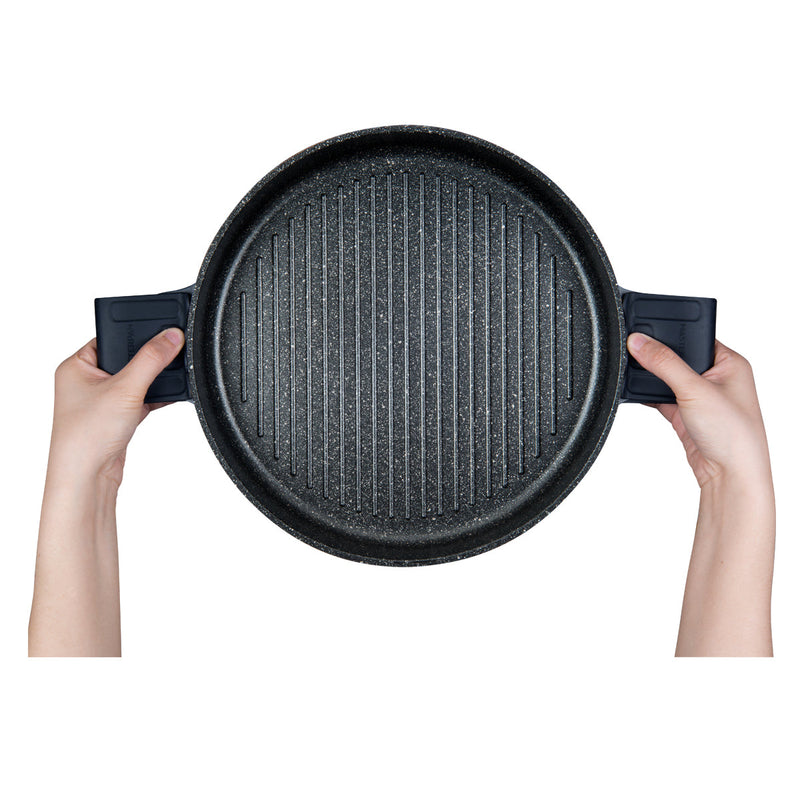 MASTERPAN Nonstick Stovetop Oven Grill Pan & Stainless Steel Lid, Black 12" (30cm)