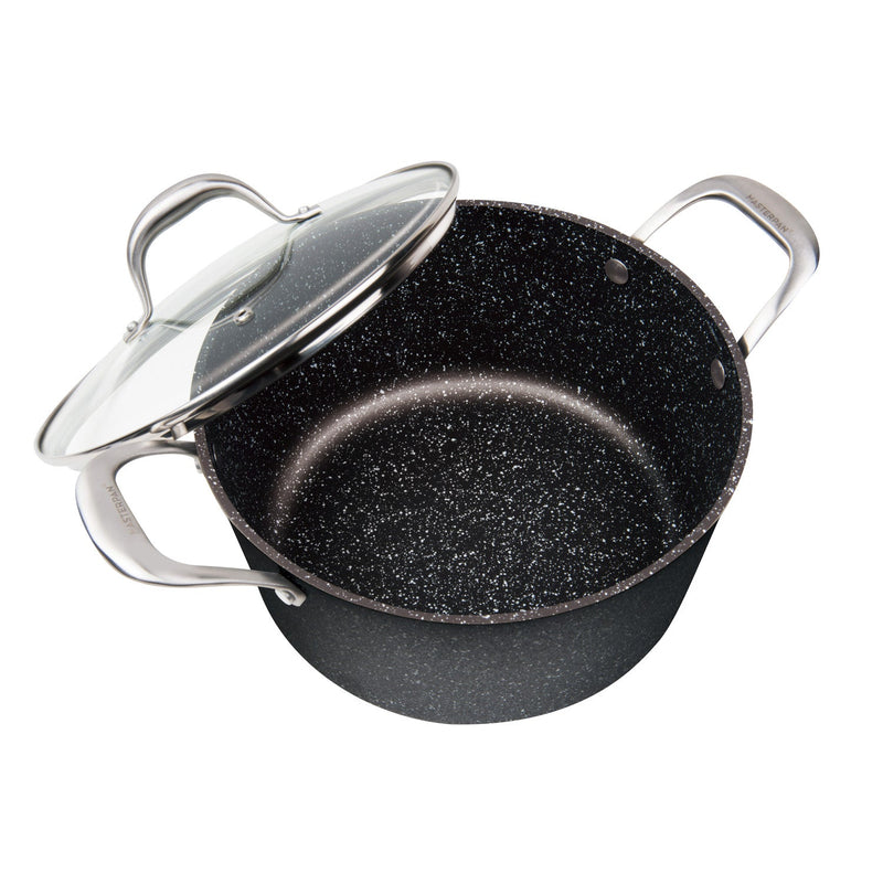 MASTERPAN Nonstick Granite Look Stock Pot With Glass Lid, 5 Qt.  9.5" (24cm)