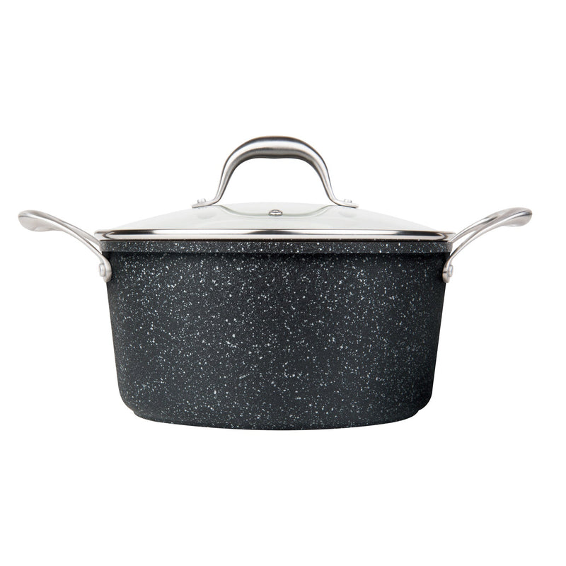 MASTERPAN Nonstick Granite Look Stock Pot With Glass Lid, 5 Qt.  9.5" (24cm)