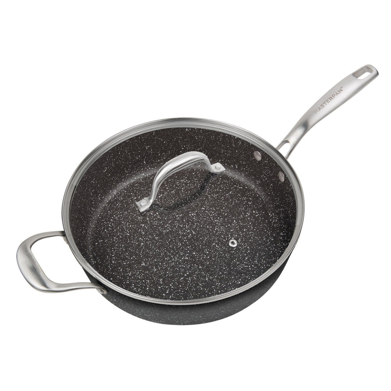 MASTERPAN Nonstick Granite Look Saute Pan with Glass Lid, 11" (28cm)
