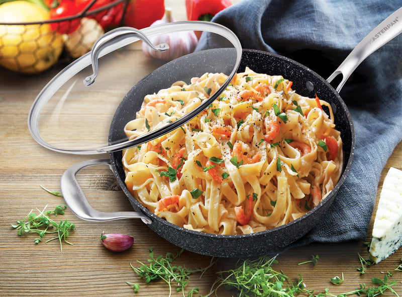 MASTERPAN Nonstick Granite Look Saute Pan with Glass Lid, 11" (28cm)