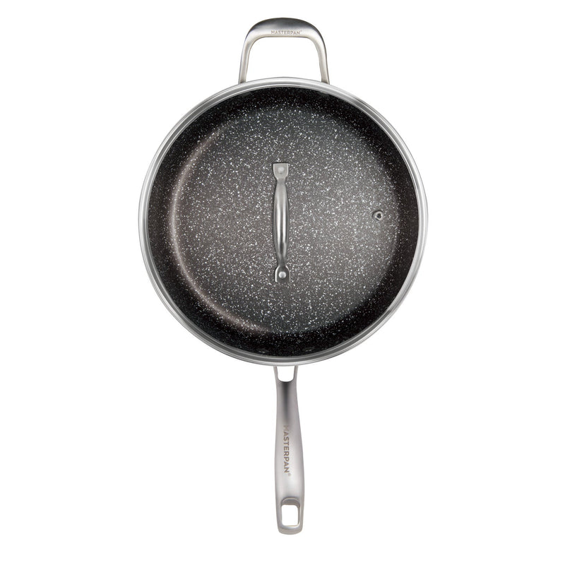 MASTERPAN Nonstick Granite Look Saute Pan with Glass Lid, 11" (28cm)