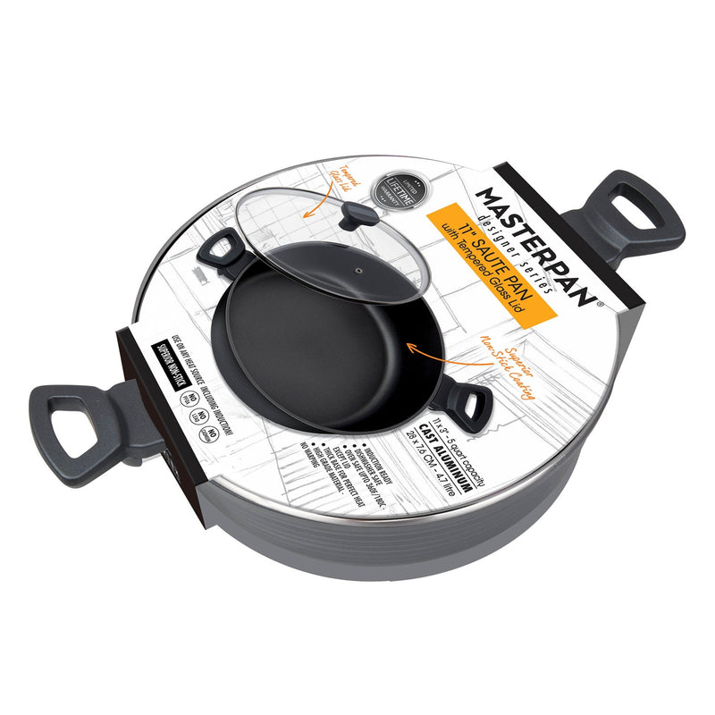 MASTERPAN Nonstick Saute $ Sauce Pan with Glass Lid, 5 Qt., 11" (28cm)