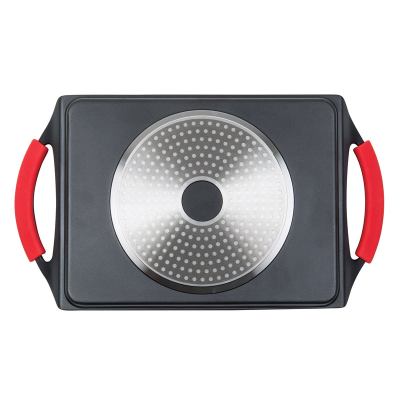MASTERPAN Nonstick Grill Plate with Silicone Handles, 10"x13" (25x33cm)