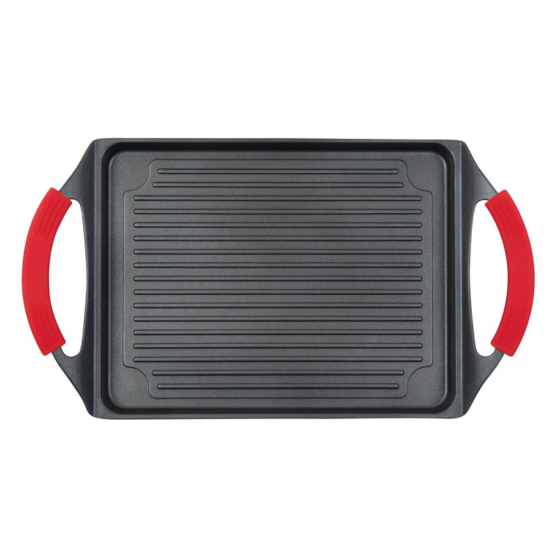 MASTERPAN Nonstick Grill Plate with Silicone Handles, 10"x13" (25x33cm)