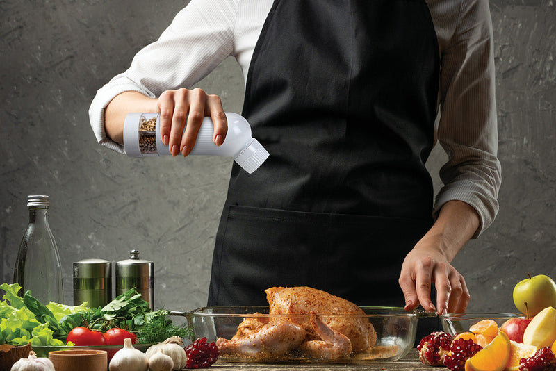 5-in-1 Multi Section Spice Grinder & Dispenser, White (Spices Not Included)