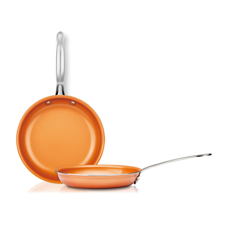 MASTERPAN Ceramic Nonstick Copper Color Frypan & Skillet 2-pc Set, 8 & 9" (20 & 23cm)