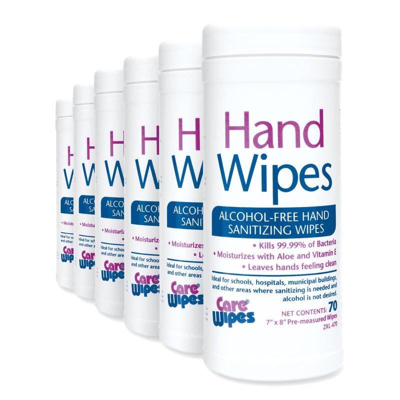 2XL Alcohol Free Hand Sanitizing Wipes, 8 x 7, White, 70/Canister, 6 Canisters/Carton