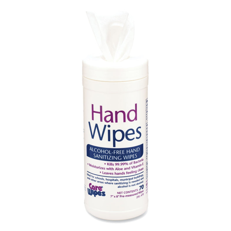 2XL Alcohol Free Hand Sanitizing Wipes, 8 x 7, White, 70/Canister, 6 Canisters/Carton