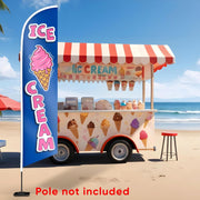 Ice Cream Sign - Swooper Flag - Ice Cream Decorations for Business Advertising - Ice Cream Flag Feather 12Ft X 2.5Ft Polyester 150D (Pole and Hardware Are Not Included)