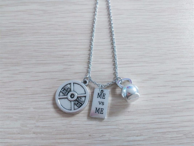 Dumbbell barbell couple couple pendant necklace