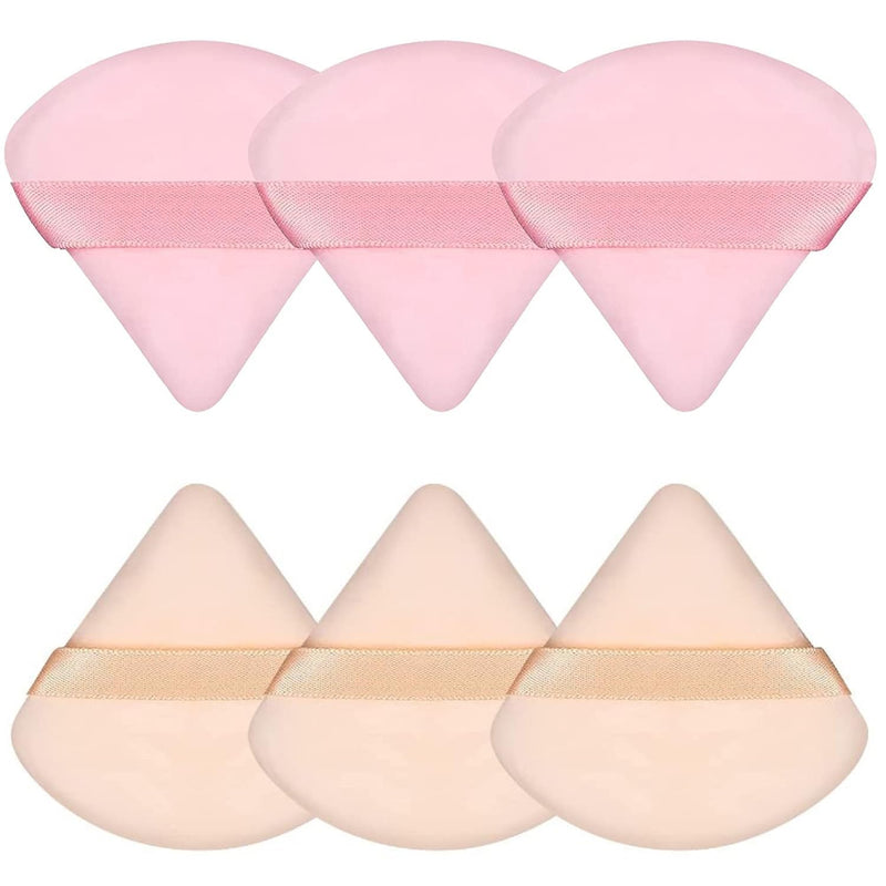 6 Pcs Powder Puff Face Soft Triangle Makeup Puff Velour Makeup Sponge Beauty Blender for Loose Powder (Black)