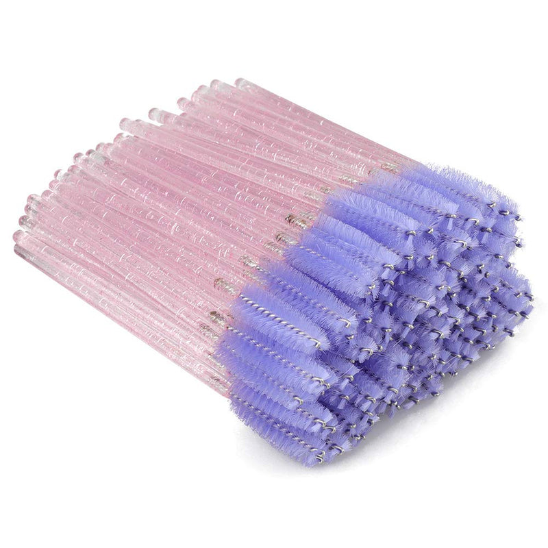 100PCS Eyelash Mascara Brushes, Disposable Lash Spoolies, Crystal Mascara Wands Makeup Kits for Eyelash Extensions and Eyebrow (Pink)
